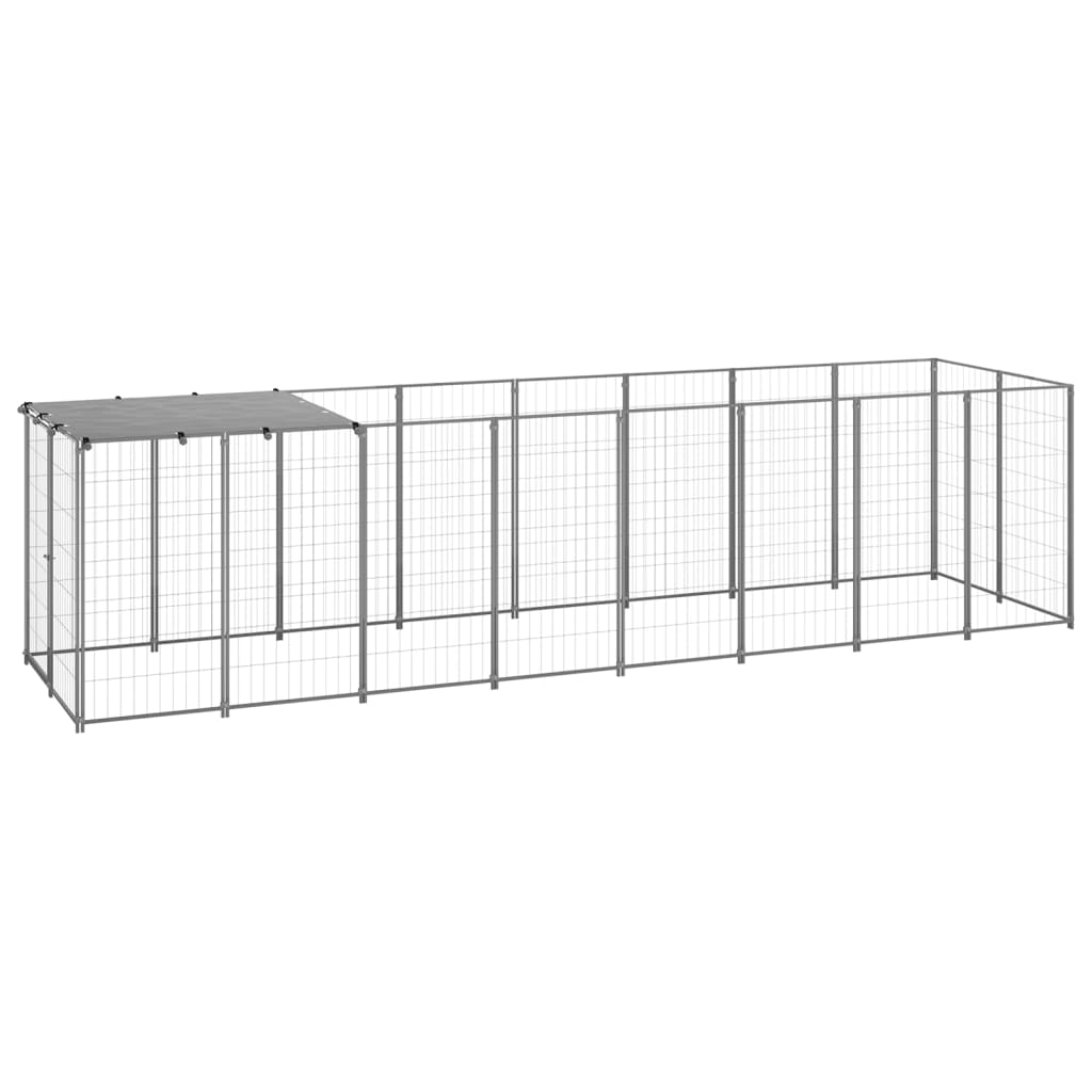 Hondenkennel 330X110X110 Cm Staal Zilverkleurig