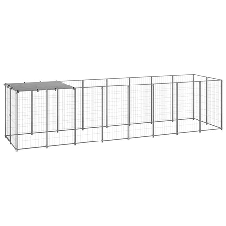 Hondenkennel 330X110X110 Cm Staal Zilverkleurig