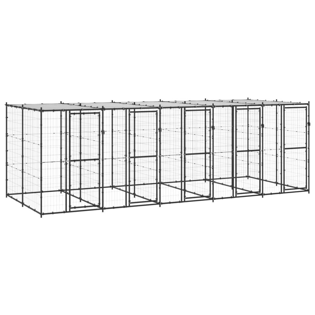 Hondenkennel Voor Buiten Met Dak 110X220X180 Cm Staal