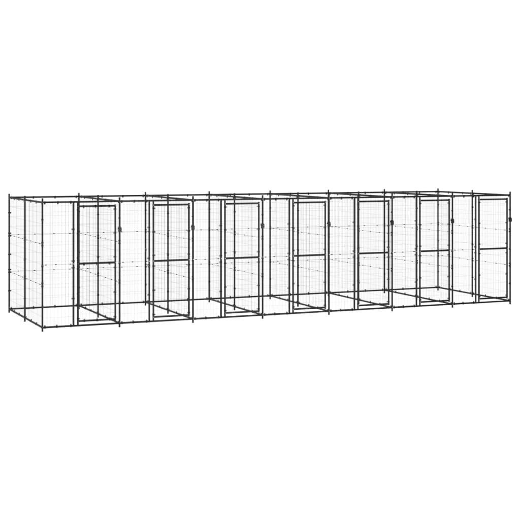 Hondenkennel Voor Buiten Met Dak 110X220X180 Cm Staal