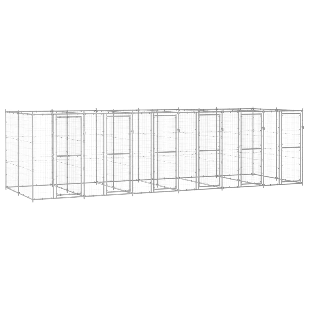 Hondenkennel Voor Buiten Met Dak 110X220X180 Cm Staal