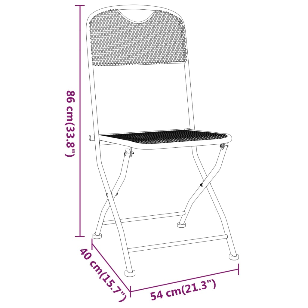 Tuinstoelen Inklapbaar Metaalgaas Antracietkleurig