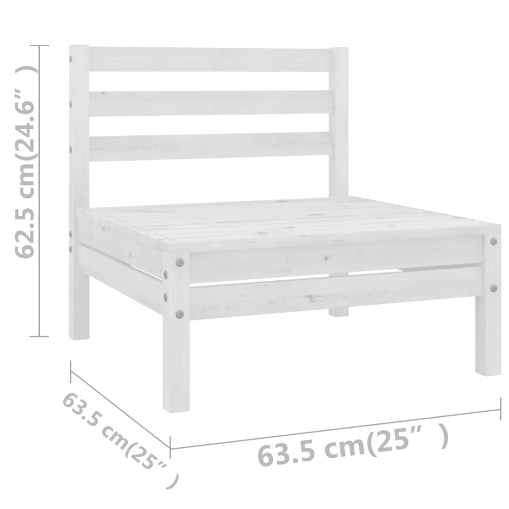 11-Delige Loungeset Massief Grenenhout Wit