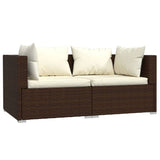 3-Delige Loungeset Met Kussens Poly Rattan