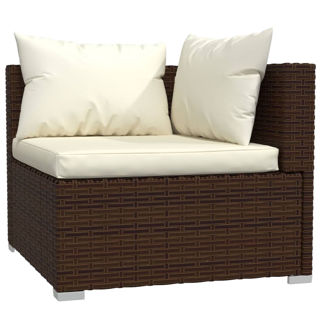 3-Delige Loungeset Met Kussens Poly Rattan