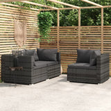 3-Delige Loungeset Met Kussens Poly Rattan