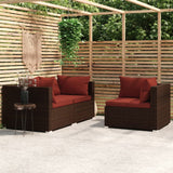 3-Delige Loungeset Met Kussens Poly Rattan