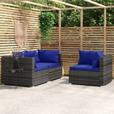 3-Delige Loungeset Met Kussens Poly Rattan