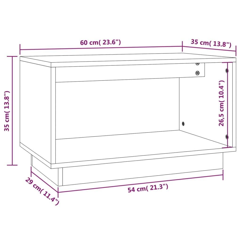 Tv-Meubel 60X35X35 Cm Massief Grenenhout