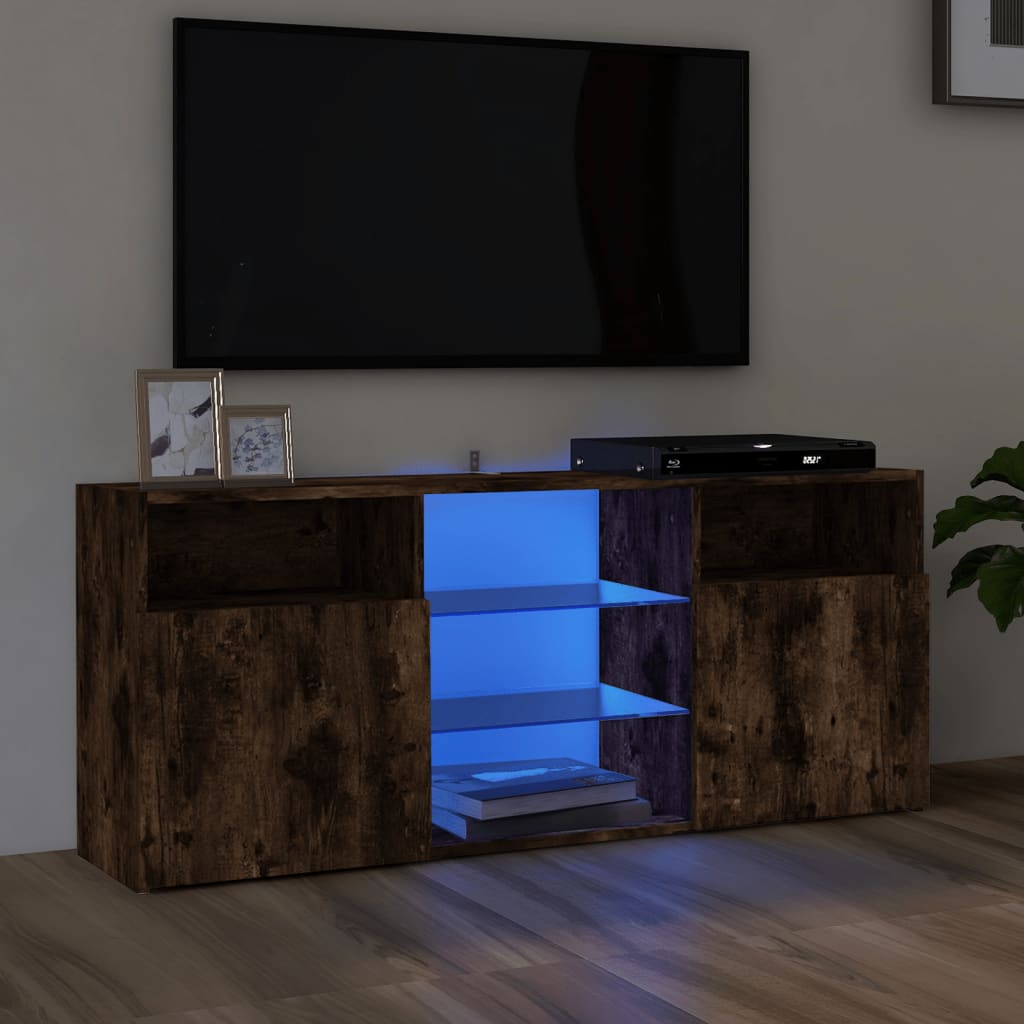 Tv-Meubel Met Led-Verlichting 20X30X50 Cm Bruineikenkleurig