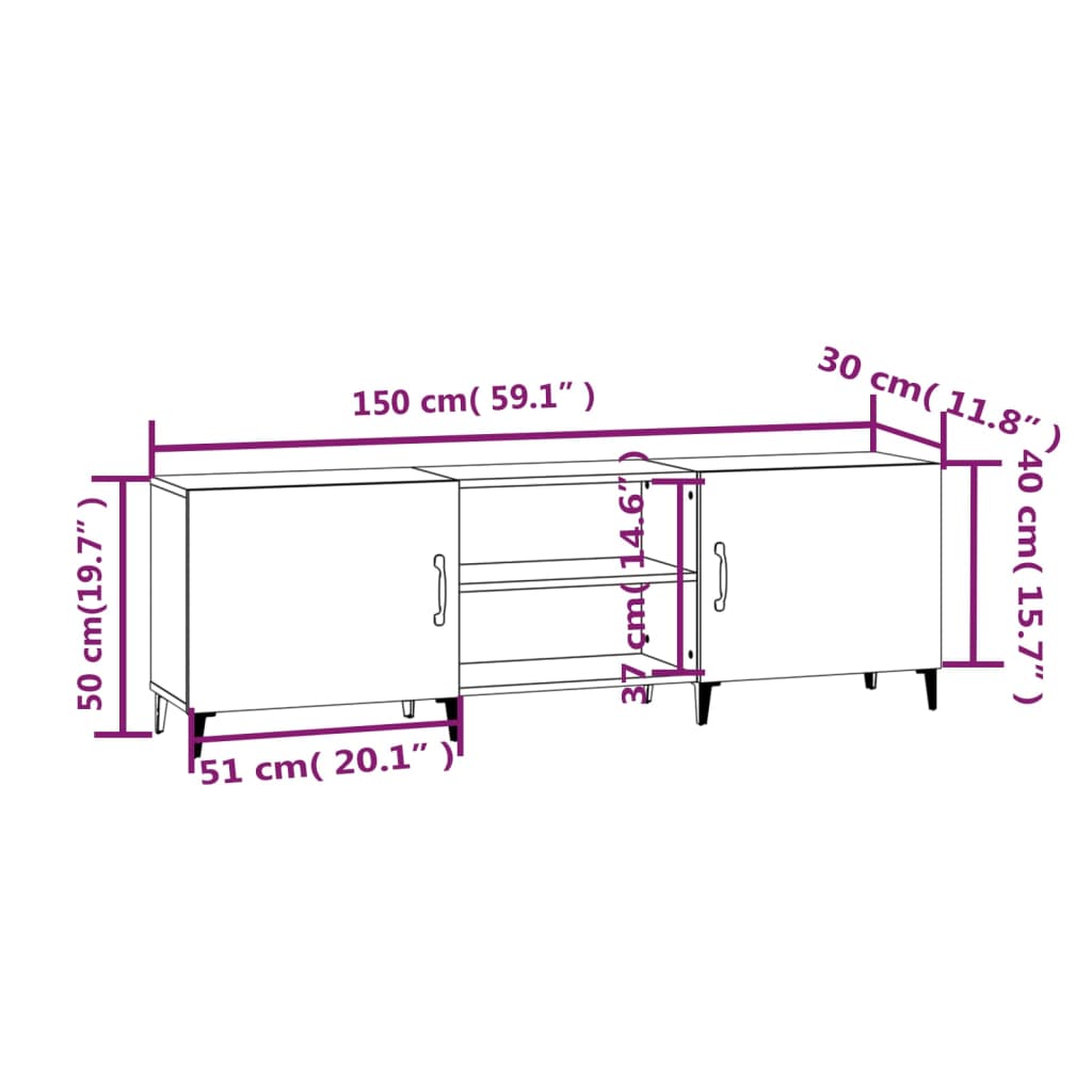 Tv-Meubel 50X30X50 Cm Bewerkt Hout