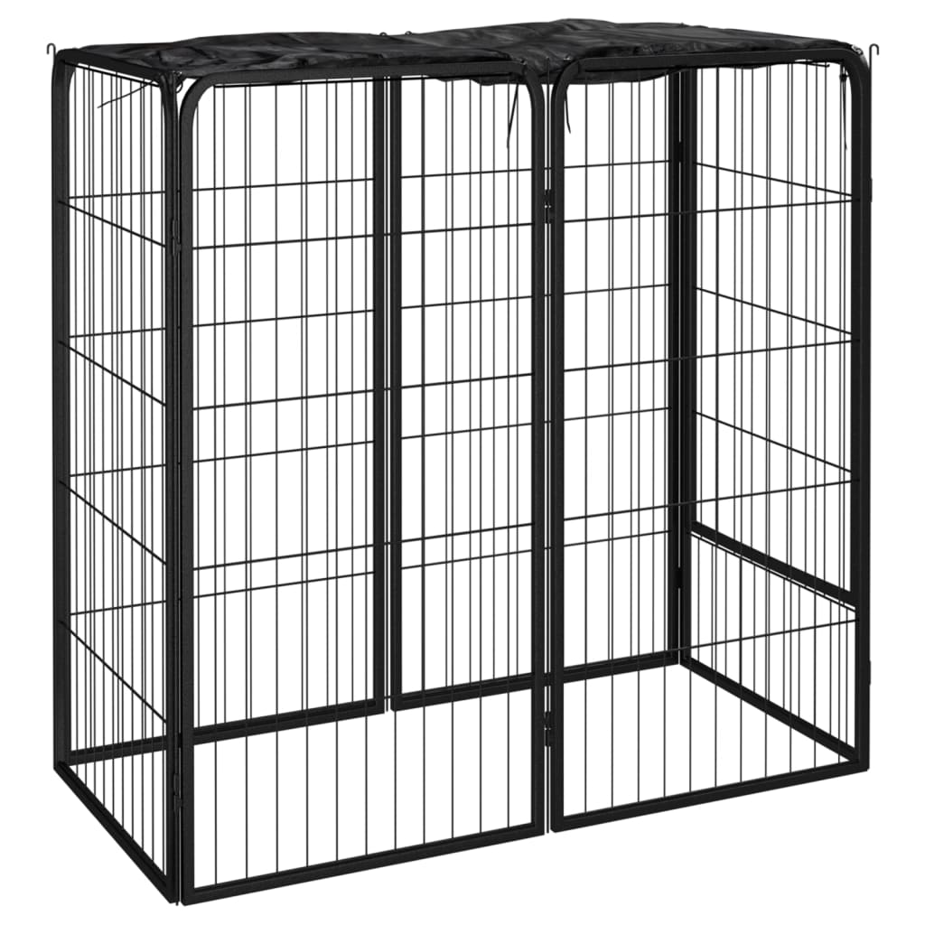 Hondenkennel 6 Panelen 50 X 100 Cm Gepoedercoat Staal Zwart