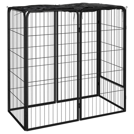 Hondenkennel 6 Panelen 50 X 100 Cm Gepoedercoat Staal Zwart