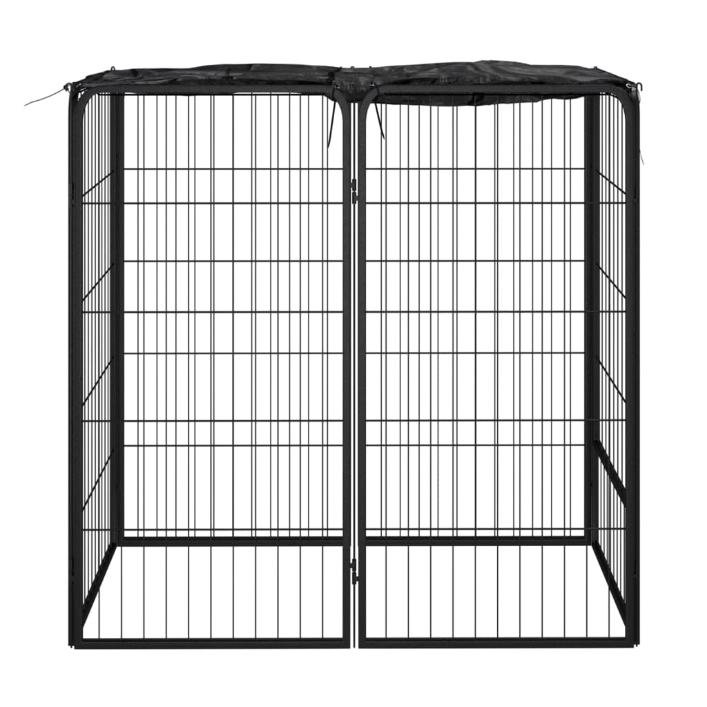 Hondenkennel 6 Panelen 50 X 100 Cm Gepoedercoat Staal Zwart