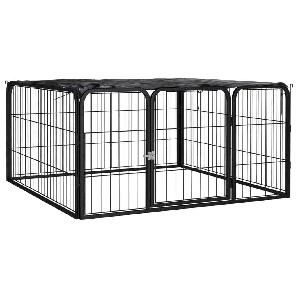 Hondenkennel 4 Panelen 100X50 Cm Gepoedercoat Staal Zwart