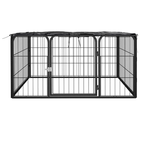 Hondenkennel 4 Panelen 100X50 Cm Gepoedercoat Staal Zwart