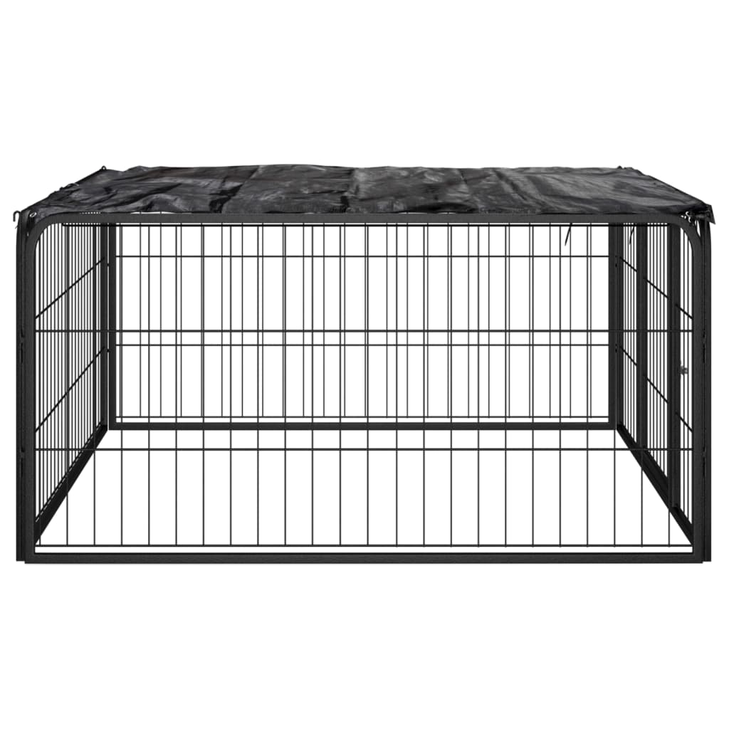 Hondenkennel 4 Panelen 100X50 Cm Gepoedercoat Staal Zwart