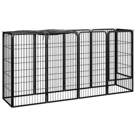 Hondenkennel 6 Panelen 50 X 100 Cm Gepoedercoat Staal Zwart