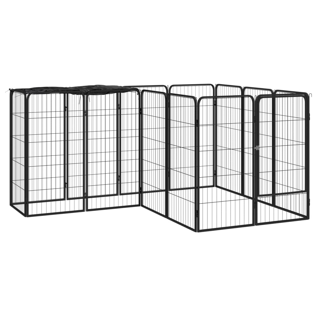 Hondenkennel 6 Panelen 50 X 100 Cm Gepoedercoat Staal Zwart