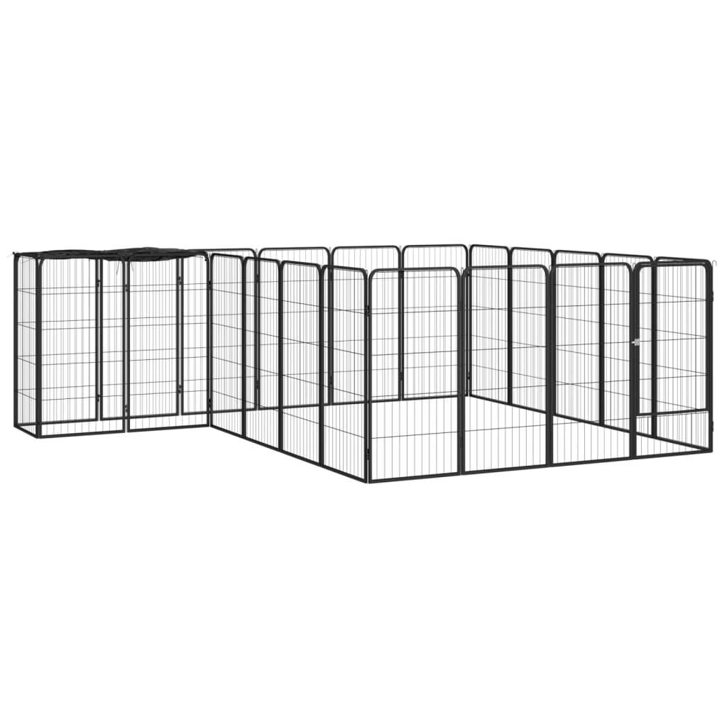 Hondenkennel 6 Panelen 50 X 100 Cm Gepoedercoat Staal Zwart