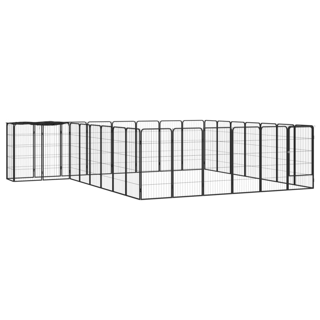 Hondenkennel 6 Panelen 50 X 100 Cm Gepoedercoat Staal Zwart