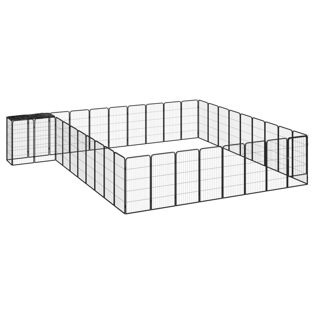 Hondenkennel 6 Panelen 50 X 100 Cm Gepoedercoat Staal Zwart