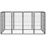 Hondenkennel 12 Panelen 50 X 100 Cm Gepoedercoat Staal Zwart