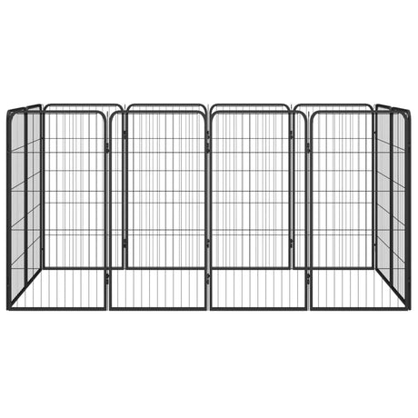 Hondenkennel 12 Panelen 50 X 100 Cm Gepoedercoat Staal Zwart