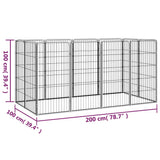 Hondenkennel 12 Panelen 50 X 100 Cm Gepoedercoat Staal Zwart