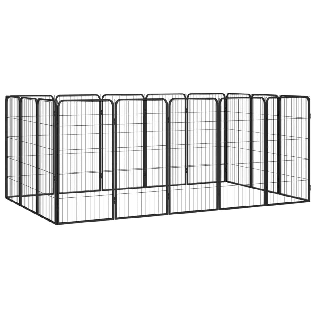 Hondenkennel 4 Panelen 50 X 100 Cm Gepoedercoat Staal Zwart