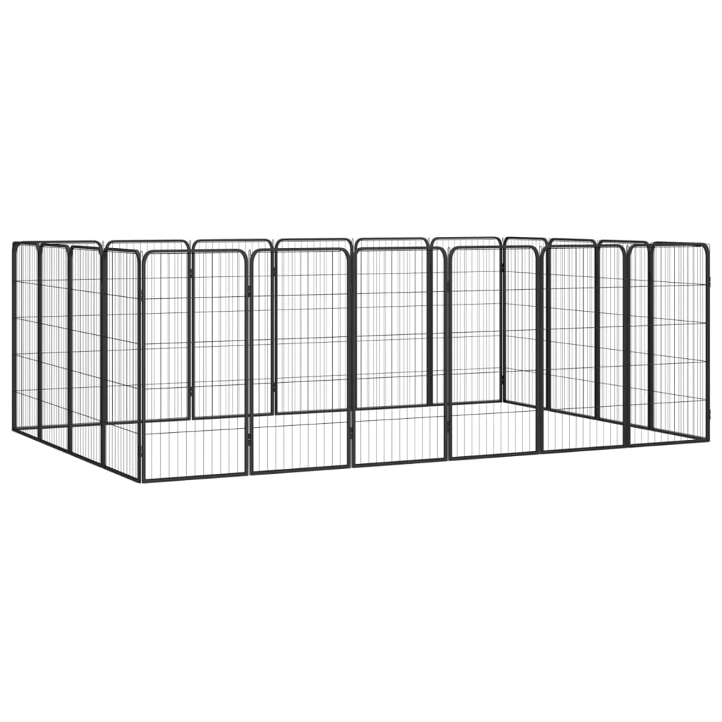 Hondenkennel 4 Panelen 50 X 100 Cm Gepoedercoat Staal Zwart