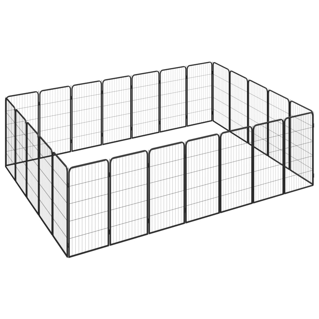 Hondenkennel 4 Panelen 50 X 100 Cm Gepoedercoat Staal Zwart