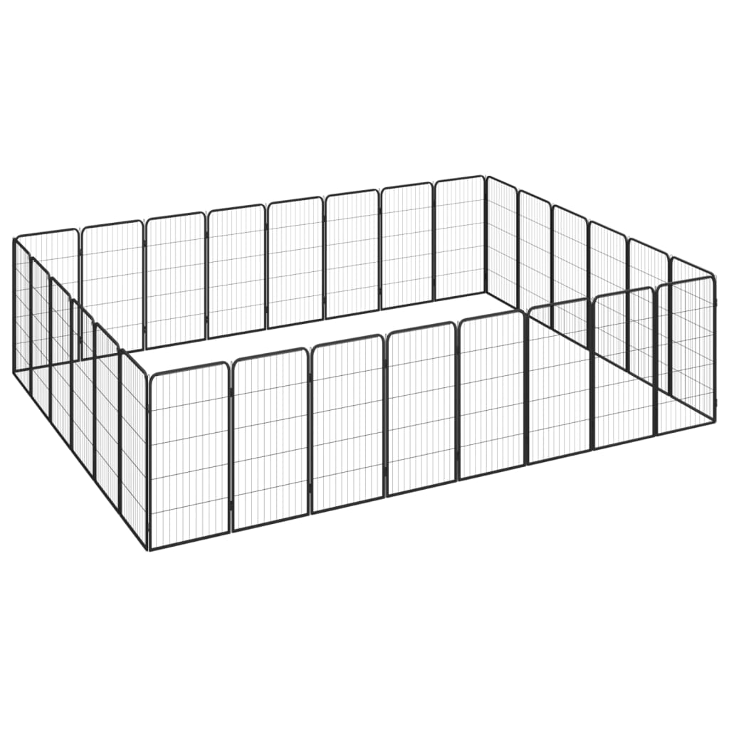 Hondenkennel 4 Panelen 50 X 100 Cm Gepoedercoat Staal Zwart