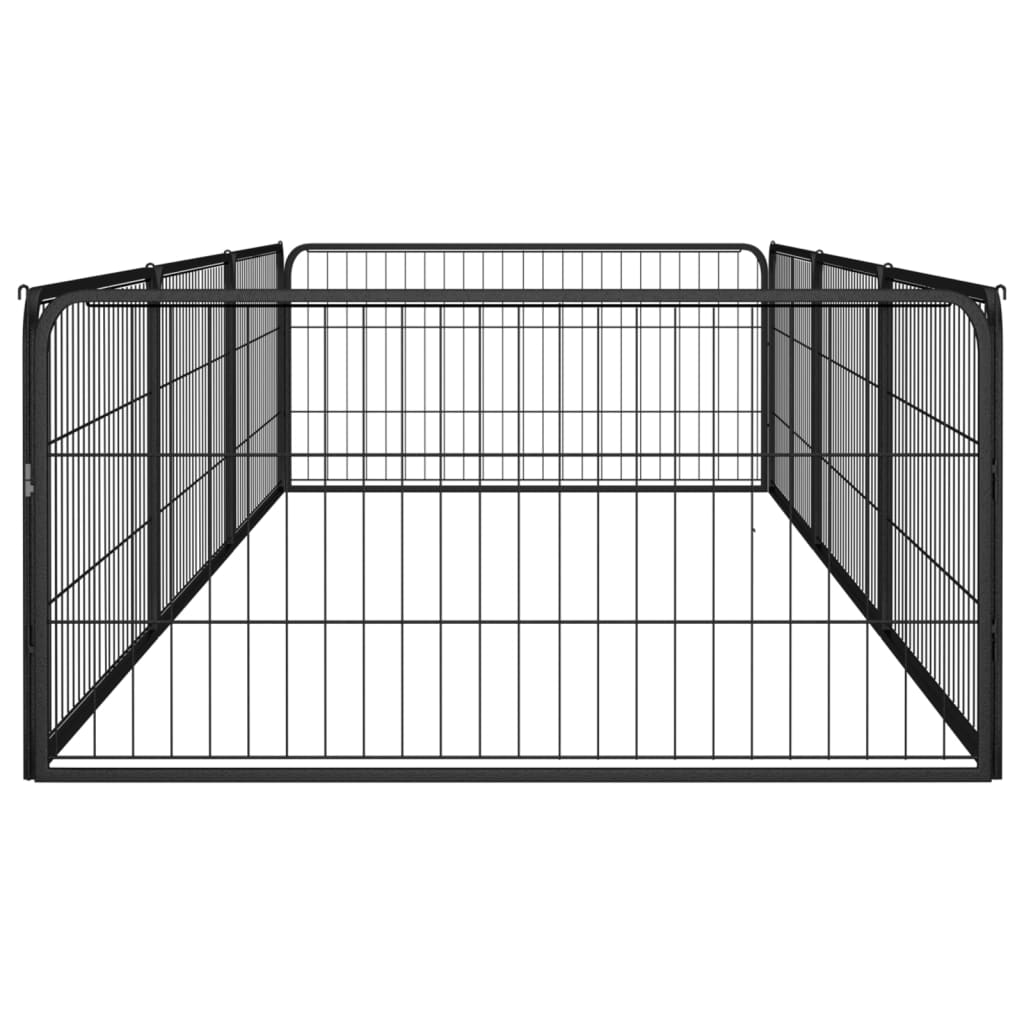 Hondenkennel 8 Panelen 100X50 Cm Gepoedercoat Staal Zwart