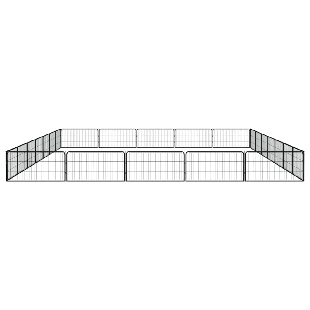 Hondenkennel 24 Panelen 100X50 Cm Gepoedercoat Staal Zwart