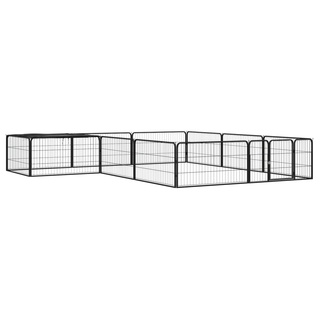 Hondenkennel 8 Panelen 100X50 Cm Gepoedercoat Staal Zwart