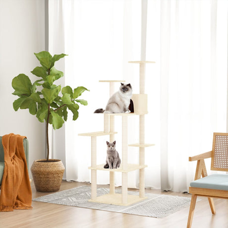 Kattenmeubel Met Sisal Krabpalen 153 Cm Crèmekleurig