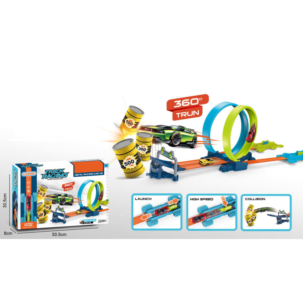 Tender Toys 24-Delige Raceauto En -Baanset Grijs En Blauw