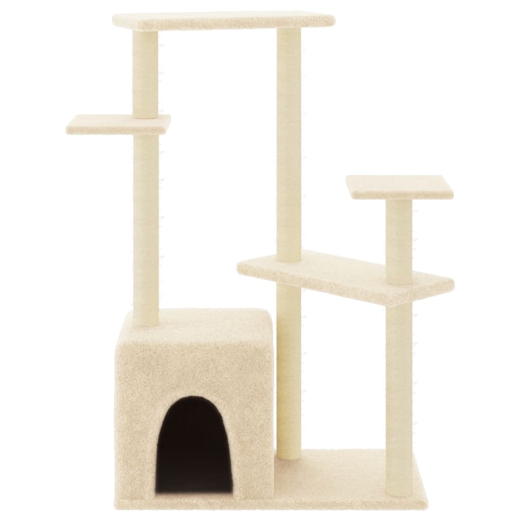 Kattenmeubel Met Sisal Krabpalen 107,5 Cm Crèmekleurig