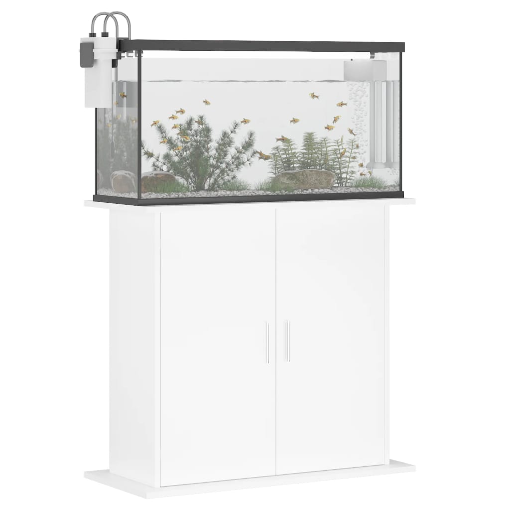 Aquariumstandaard 81X36X73 Cm Bewerkt Hout Hoogglans Wit