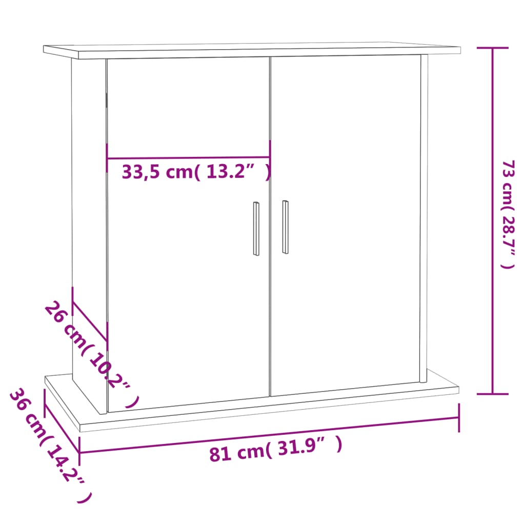 Aquariumstandaard 81X36X73 Cm Bewerkt Hout Hoogglans Wit