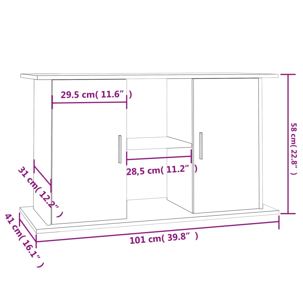 Aquariumstandaard 101X41X58 Cm Bewerkt Hout Hoogglans Wit