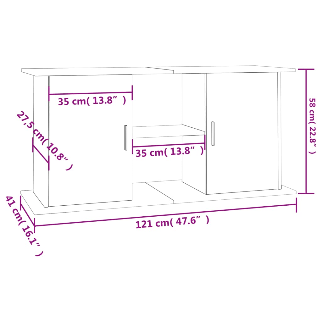 Aquariumstandaard 121X41X58 Cm Bewerkt Hout Wit