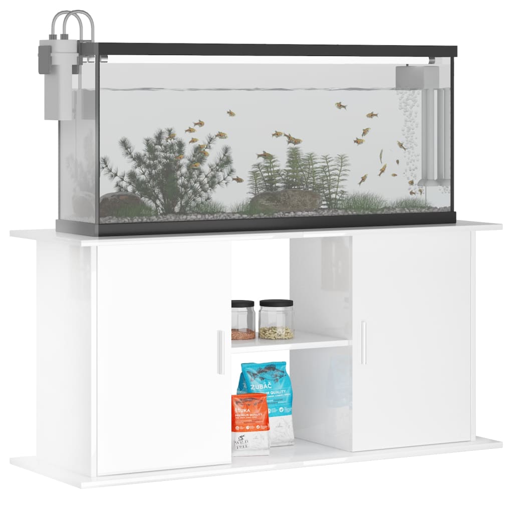 Aquariumstandaard 121X41X58 Cm Bewerkt Hout Hoogglans Wit