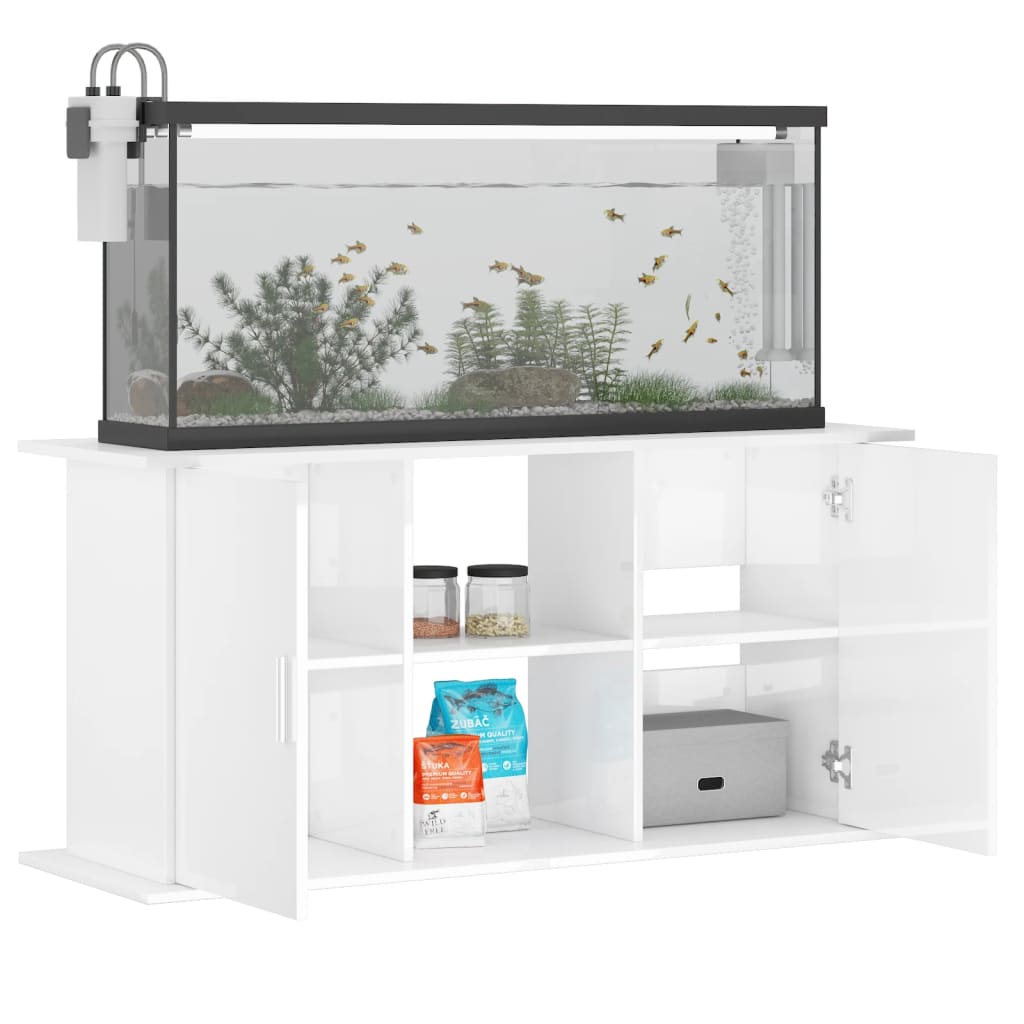 Aquariumstandaard 121X41X58 Cm Bewerkt Hout Hoogglans Wit