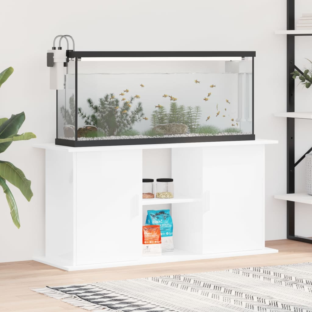 Aquariumstandaard 121X41X58 Cm Bewerkt Hout Hoogglans Wit