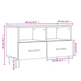 Tv-Meubel 80X36X50 Cm Bewerkt Hout Bruin Eikenkleur