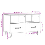 Tv-Meubel 80X36X50 Cm Bewerkt Hout Eikenkleurig