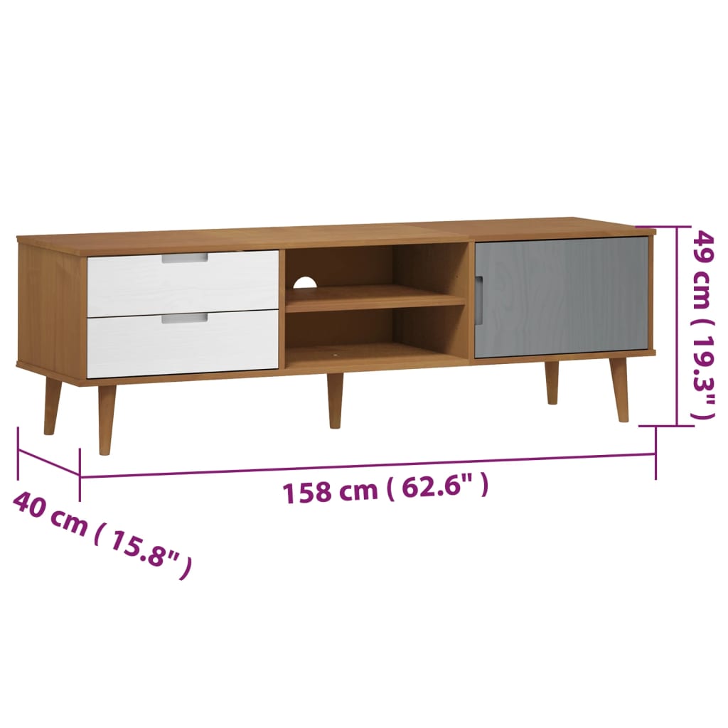 Tv-Meubel Molde 58X40X49 Cm Massief Grenenhout