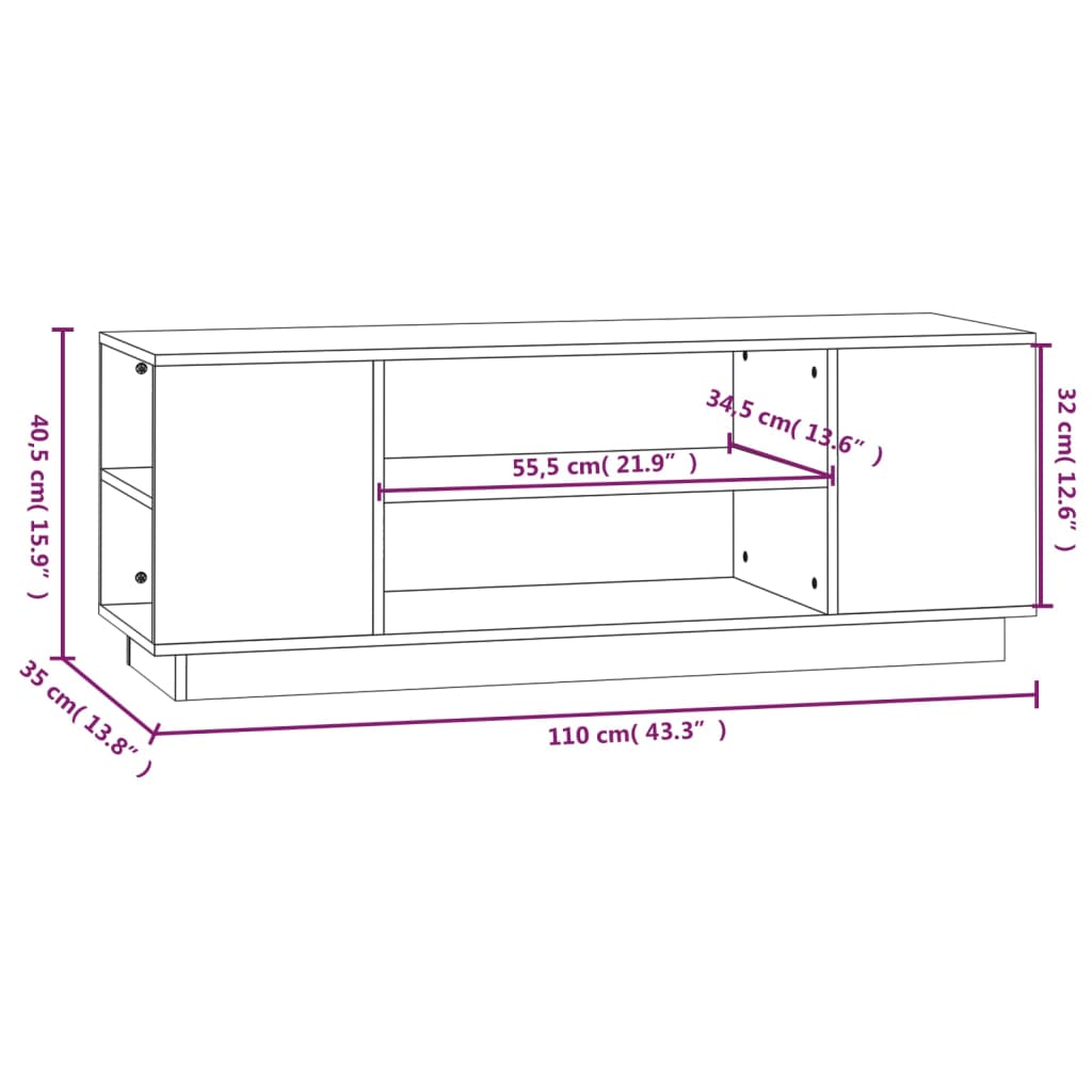 Tv-Meubel 0X35X40,5 Cm Massief Grenenhout